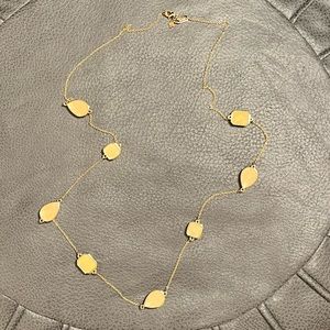 Kate Spade Long Gold Chain Necklace With Pale Peach and Pale Yellow Gems